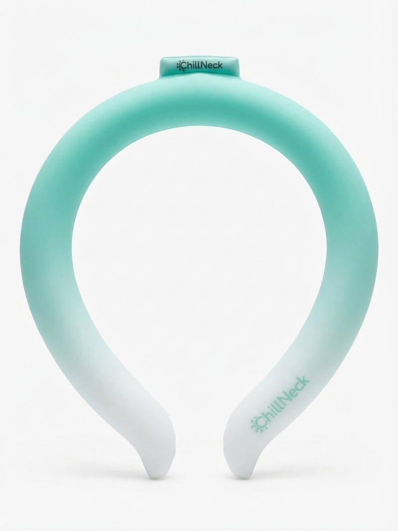 ChillNeck Arctic Mint — anillo refrescante para el cuello con PCM de 26 °C, sobre fondo blanco
